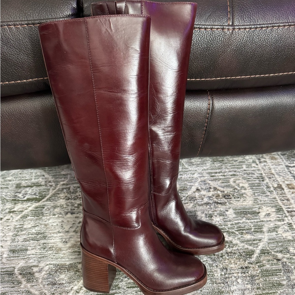Vince Camuto Brown Heeled Boots with Chunky Heel